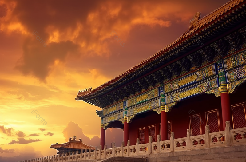 北京晚霞下的故宫房檐摄影图,高清,摄影图,摄影图片,图片大全,摄影图免费下载